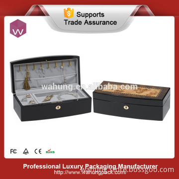 Luxury rectangle custom wood jewerly watch display case with mirror
